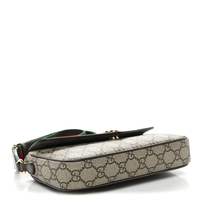 Gucci GG Supreme Monogram Textured Dollar Calfskin Web Mini Ophidia Envelope Shoulder Bag Beige Ebony New Acero 4 of 10