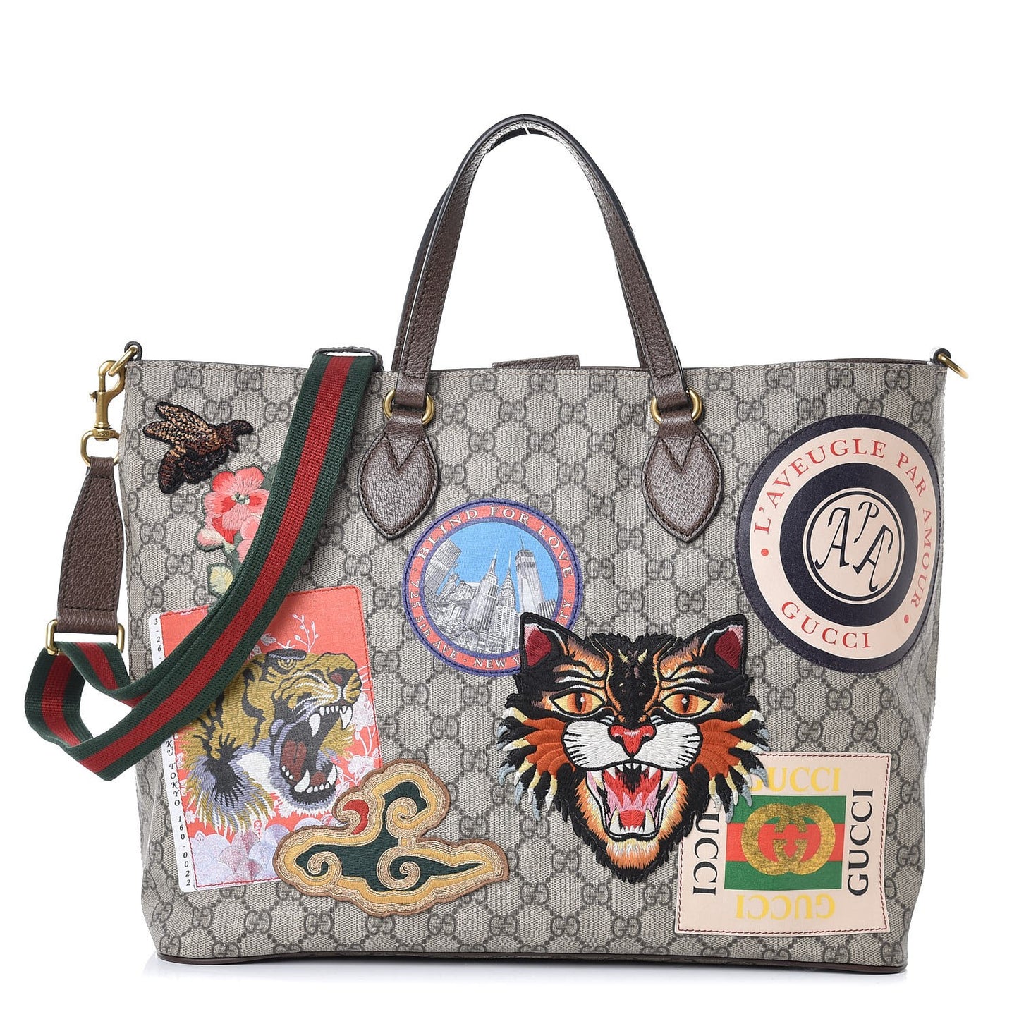 Soft GG Supreme Monogram Courrier Medium Crossbody Tote Beige New Acero