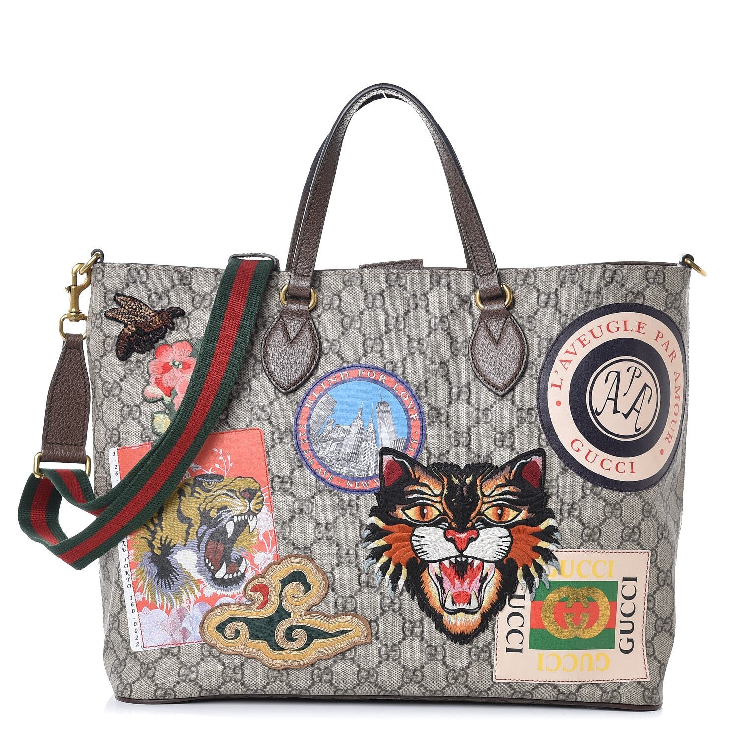 Gucci Soft GG Supreme Monogram Courrier Medium Crossbody Tote Beige New Acero 1 of 9