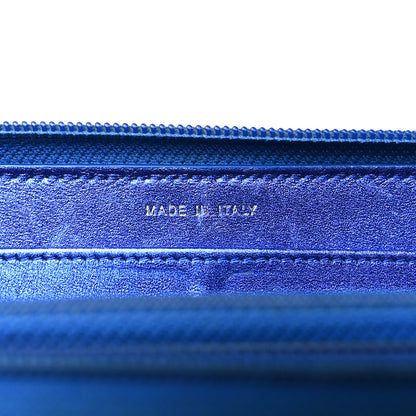 Chanel Metallic Patent Calfskin Quilted Boy L-Gusset Zip Wallet Blue 7 of 12