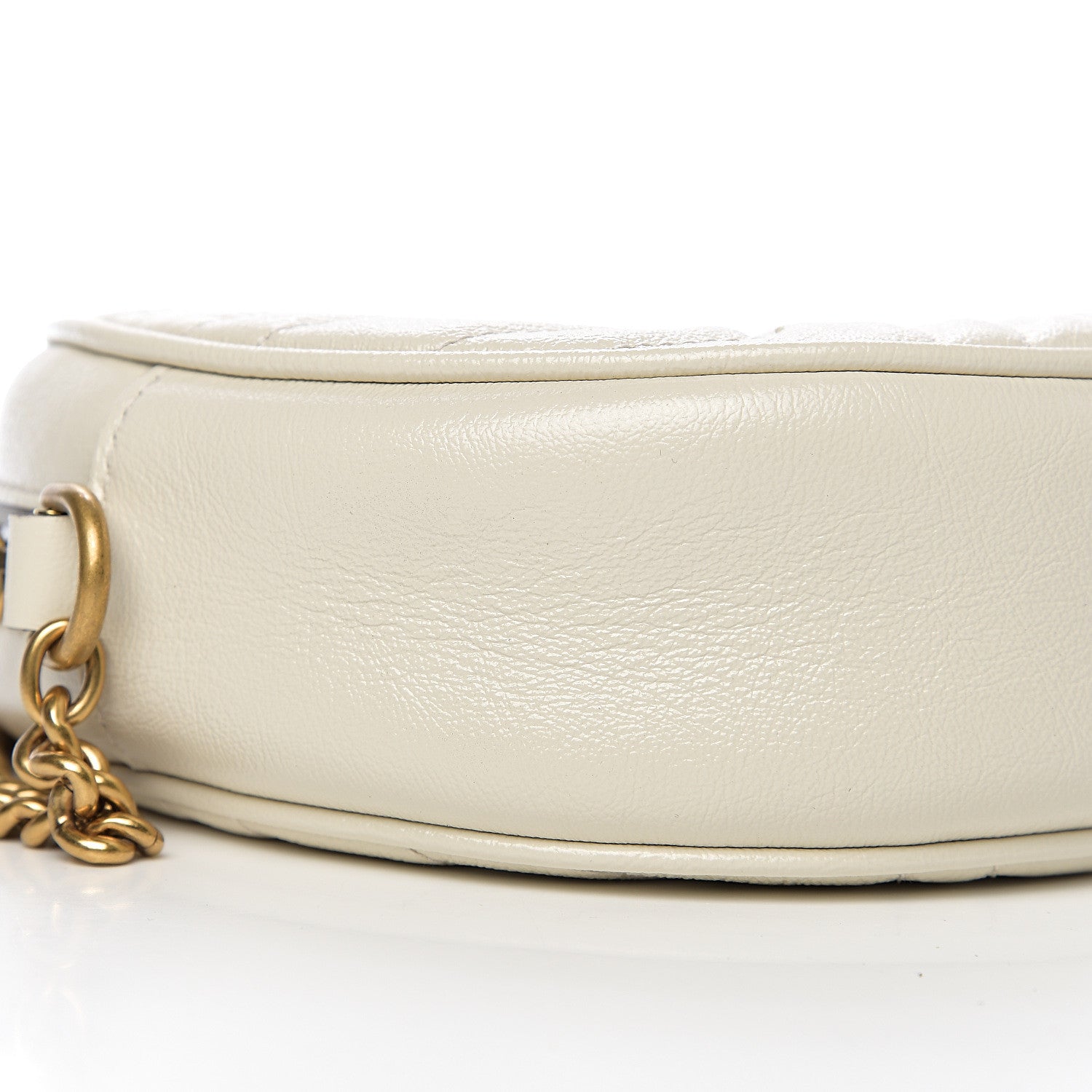 Gucci Calfskin Matelasse Mini GG Marmont Round Shoulder Bag White 7 of 9