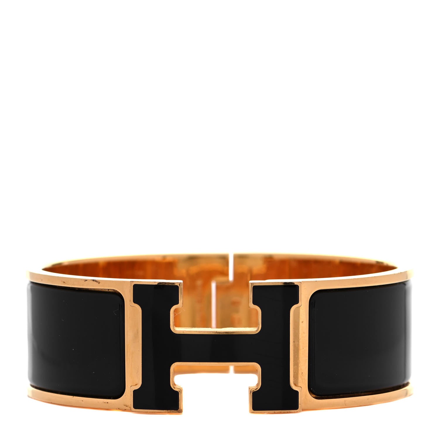 Hermes Enamel Wide Clic Clac H Bracelet GM Black 1 of 4