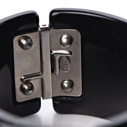 Chanel Resin Strass CC Cuff Bracelet Black 4 of 5