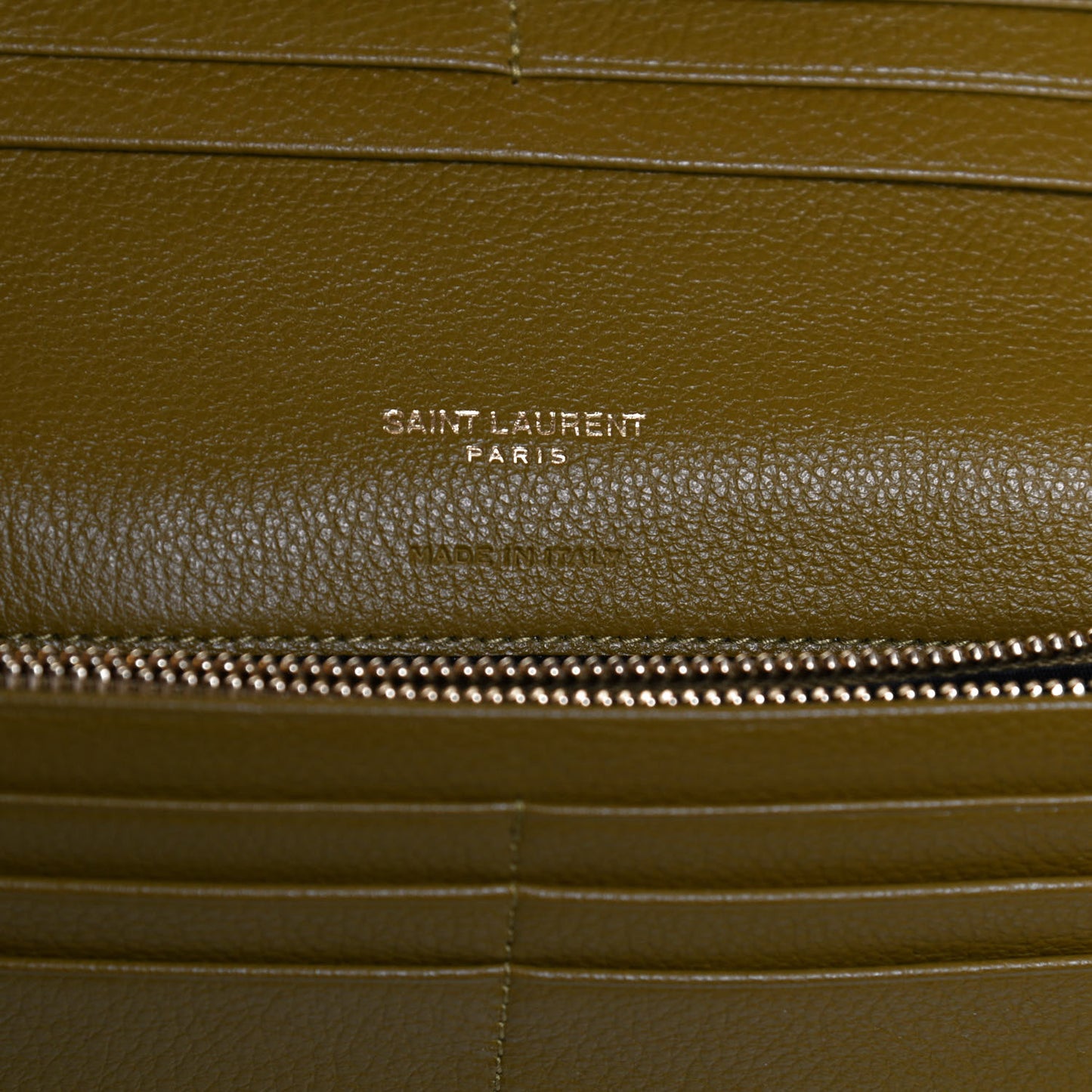 Grained Calfskin Foldover Monogram Wallet Olive