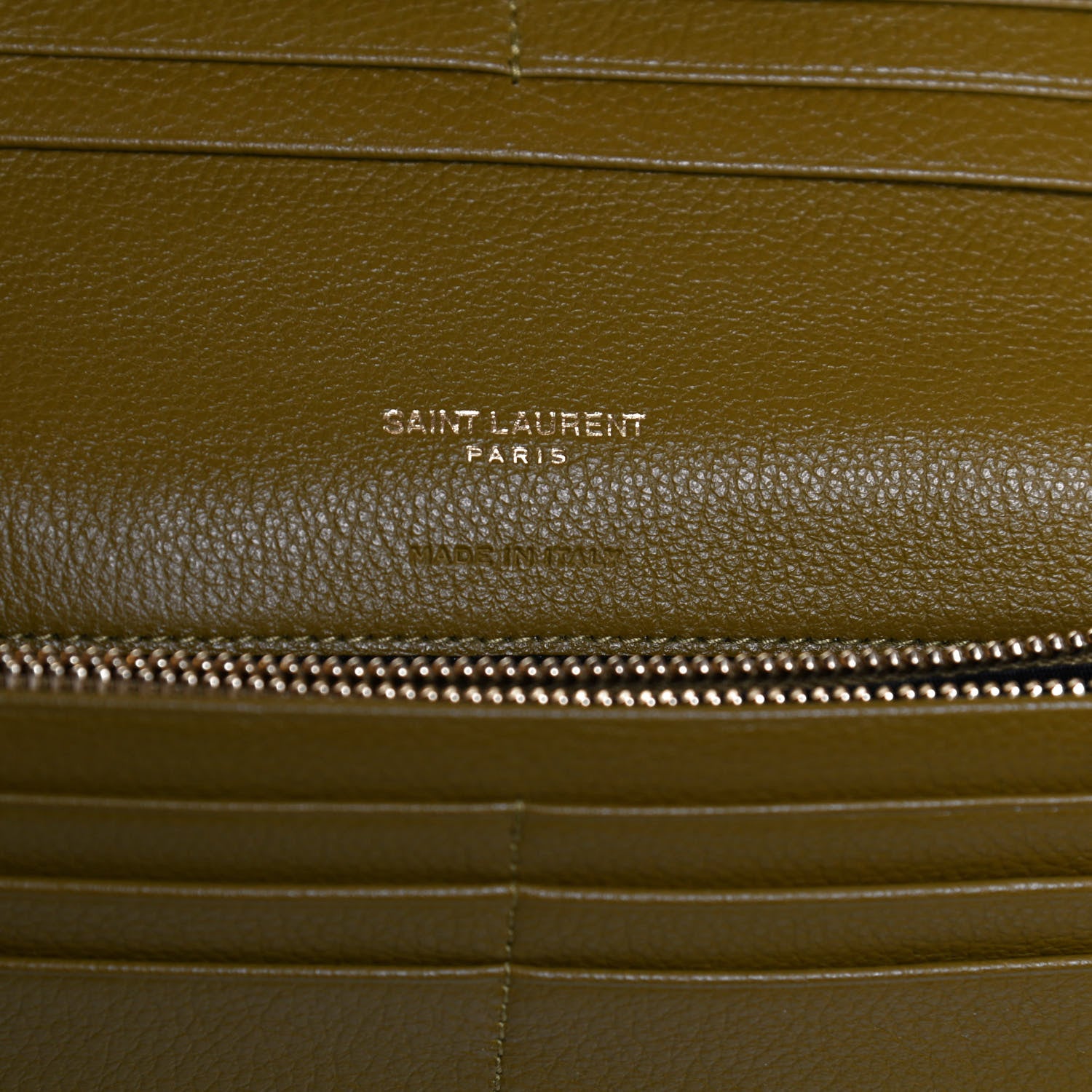 Saint Laurent Grained Calfskin Foldover Monogram Wallet Olive 7 of 10
