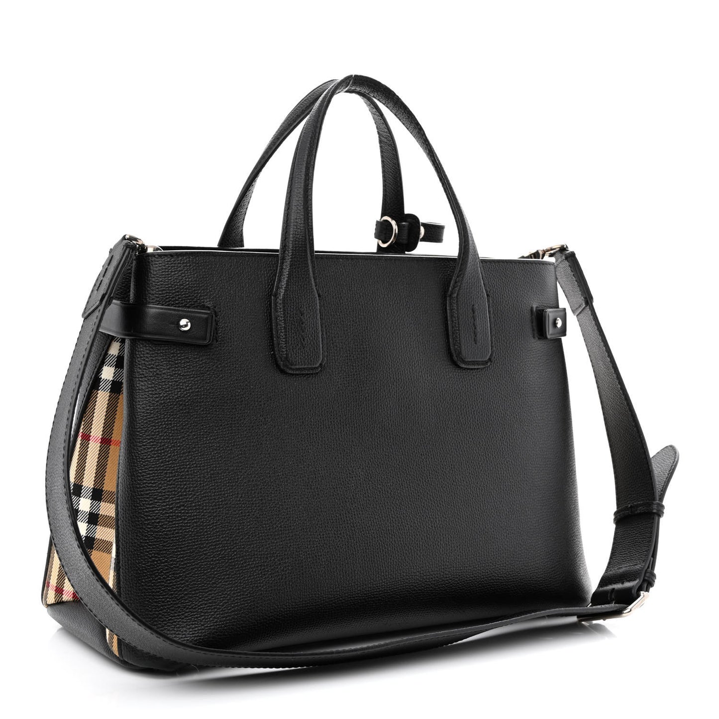 Derby Calfskin Vintage Check Medium Banner Tote Black