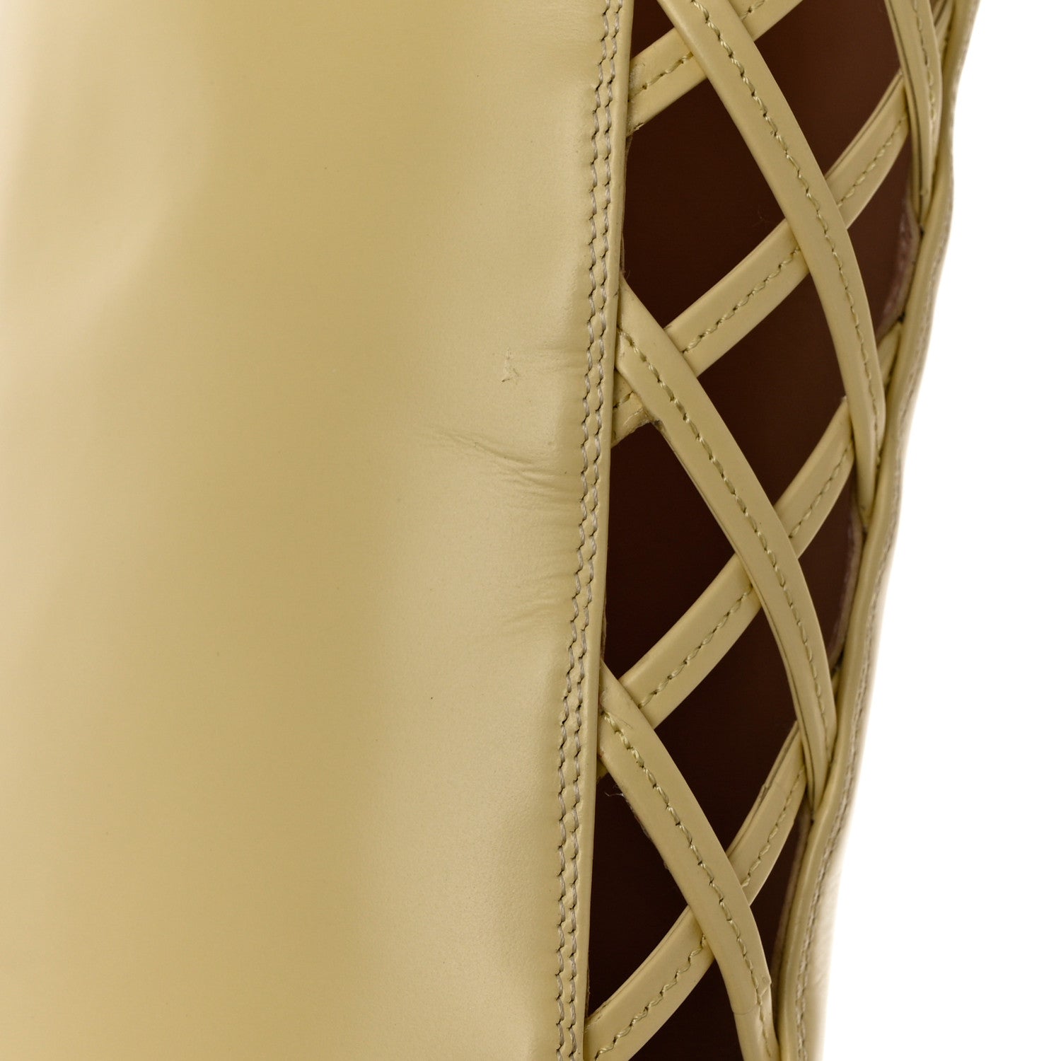Gucci Plume Calfskin Damir Lattice Cutout Knee High Boot 38 Butter 9 of 11