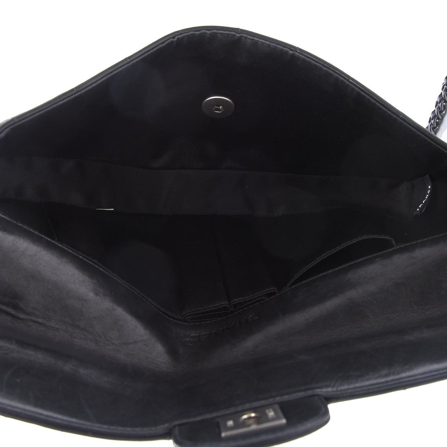 Lambskin East West Chocolate Bar Flap Black