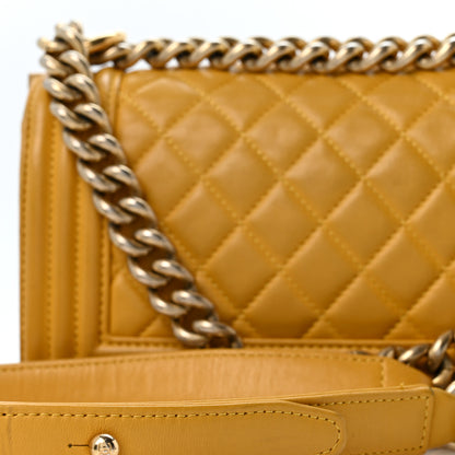 Chanel Lambskin Quilted Small Boy Flap Yellow 12 of 13
