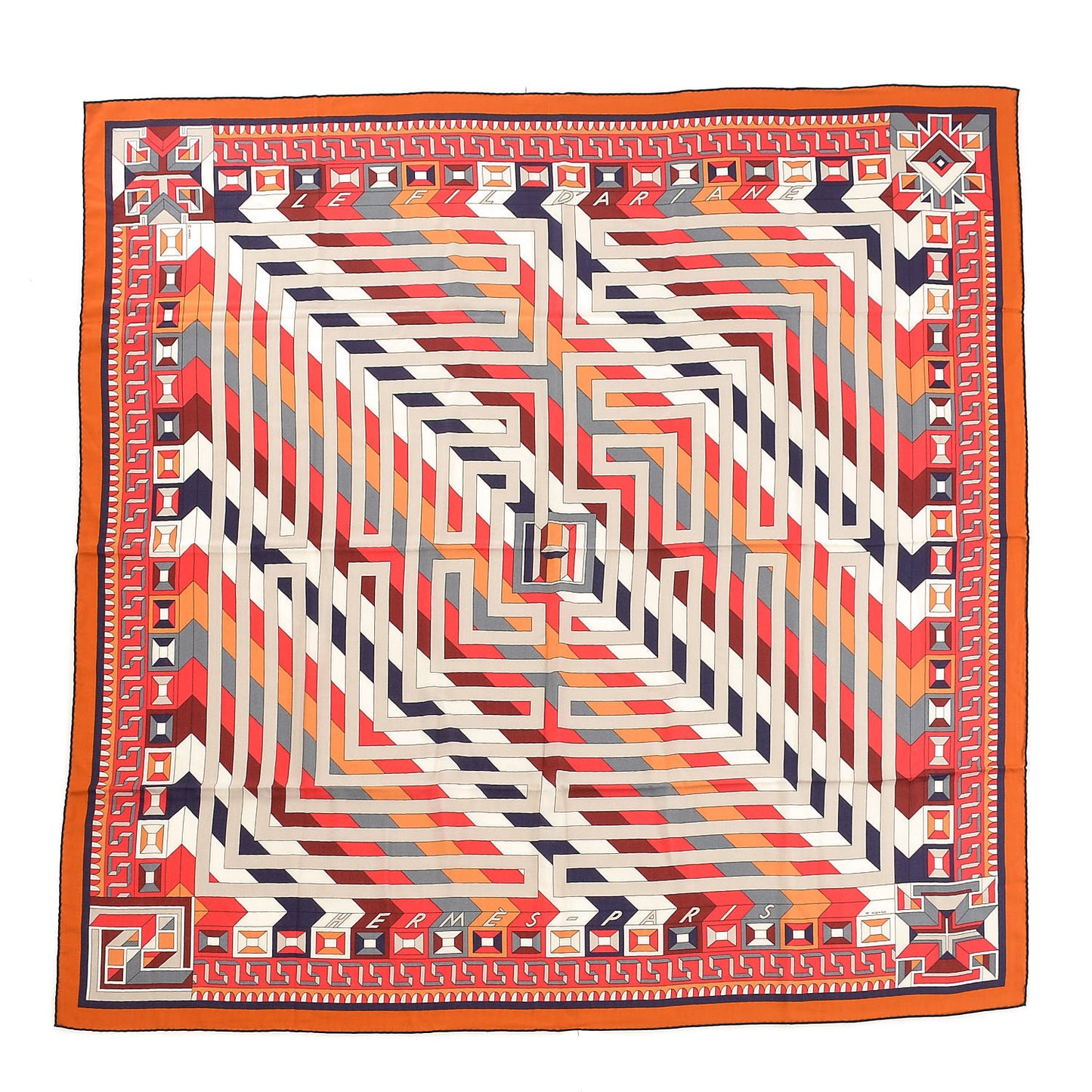 Cashmere Silk Le Fil D'Ariane Shawl 140 Caramel Rouge Gris