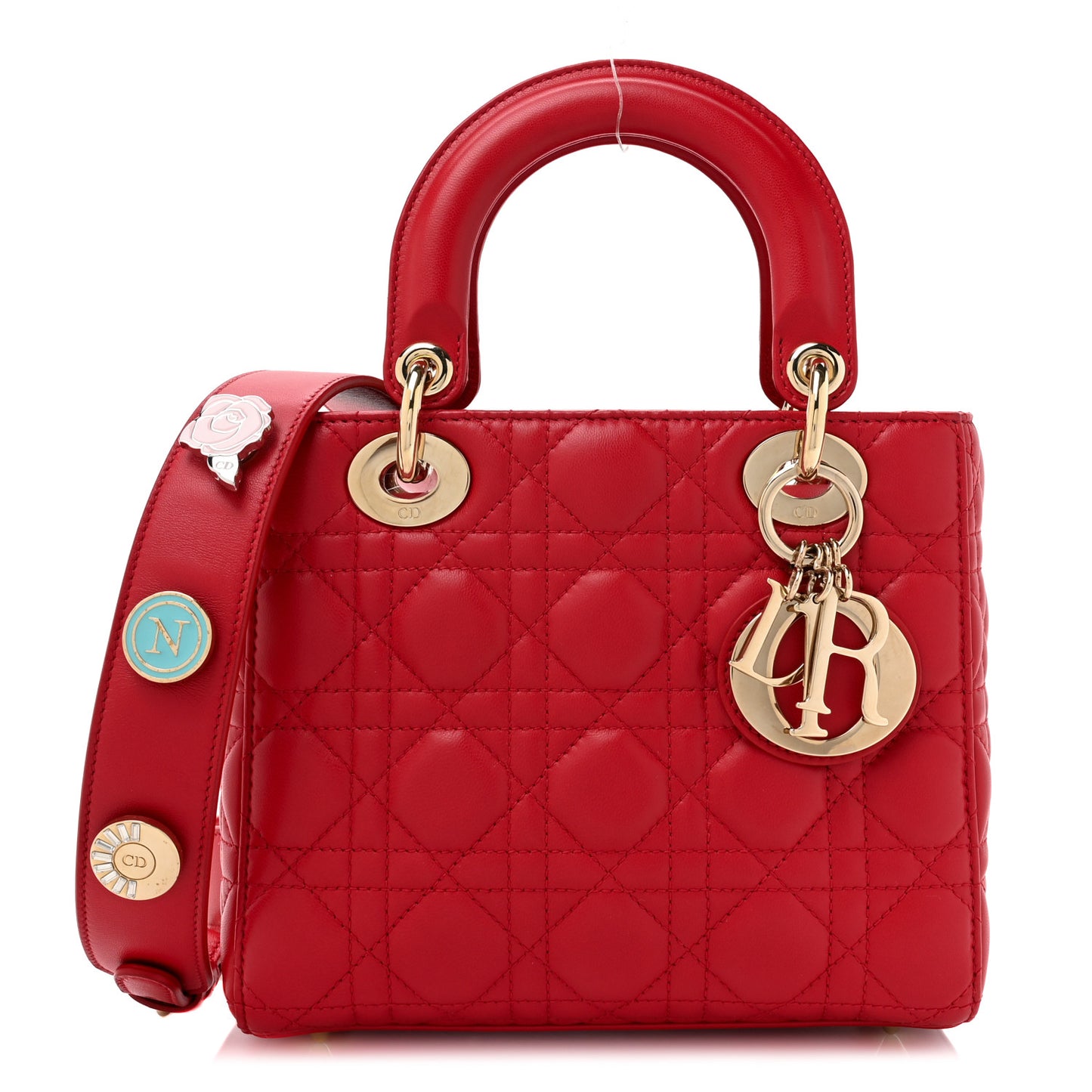 Lambskin Cannage Small Lucky Badges My Lady Dior Red