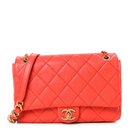 Chanel Caviar Quilted CC Melody Single Flap Orange 1 of 11