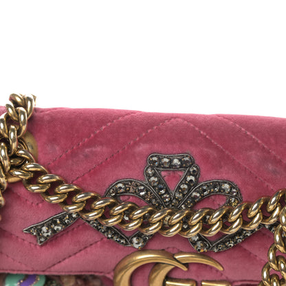 Gucci Velvet Matelasse Embroidered Mini GG Marmont Shoulder Bag Light Raspberry Rose 5 of 5