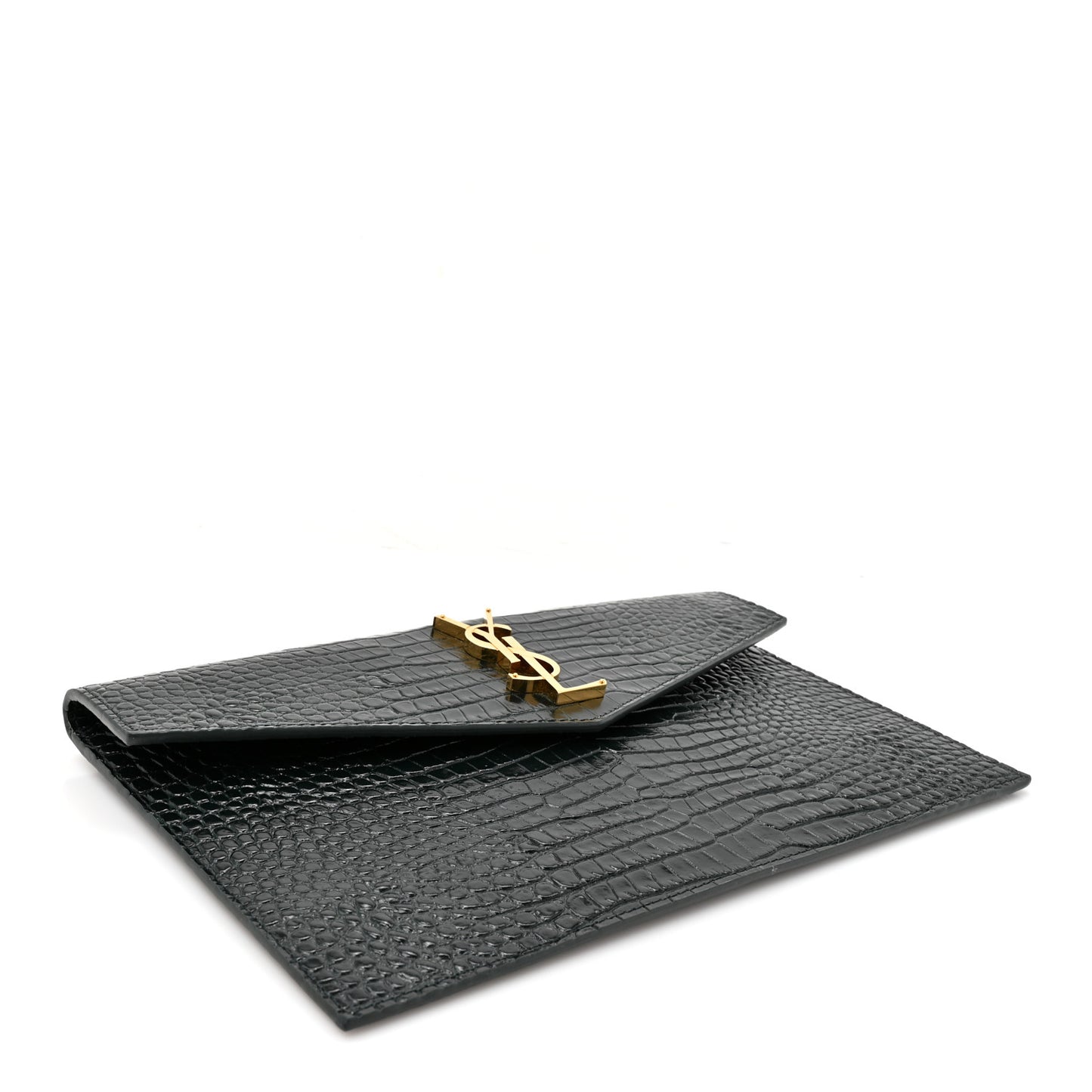 Calfskin Crocodile Embossed Uptown Monogram Pouch Mint