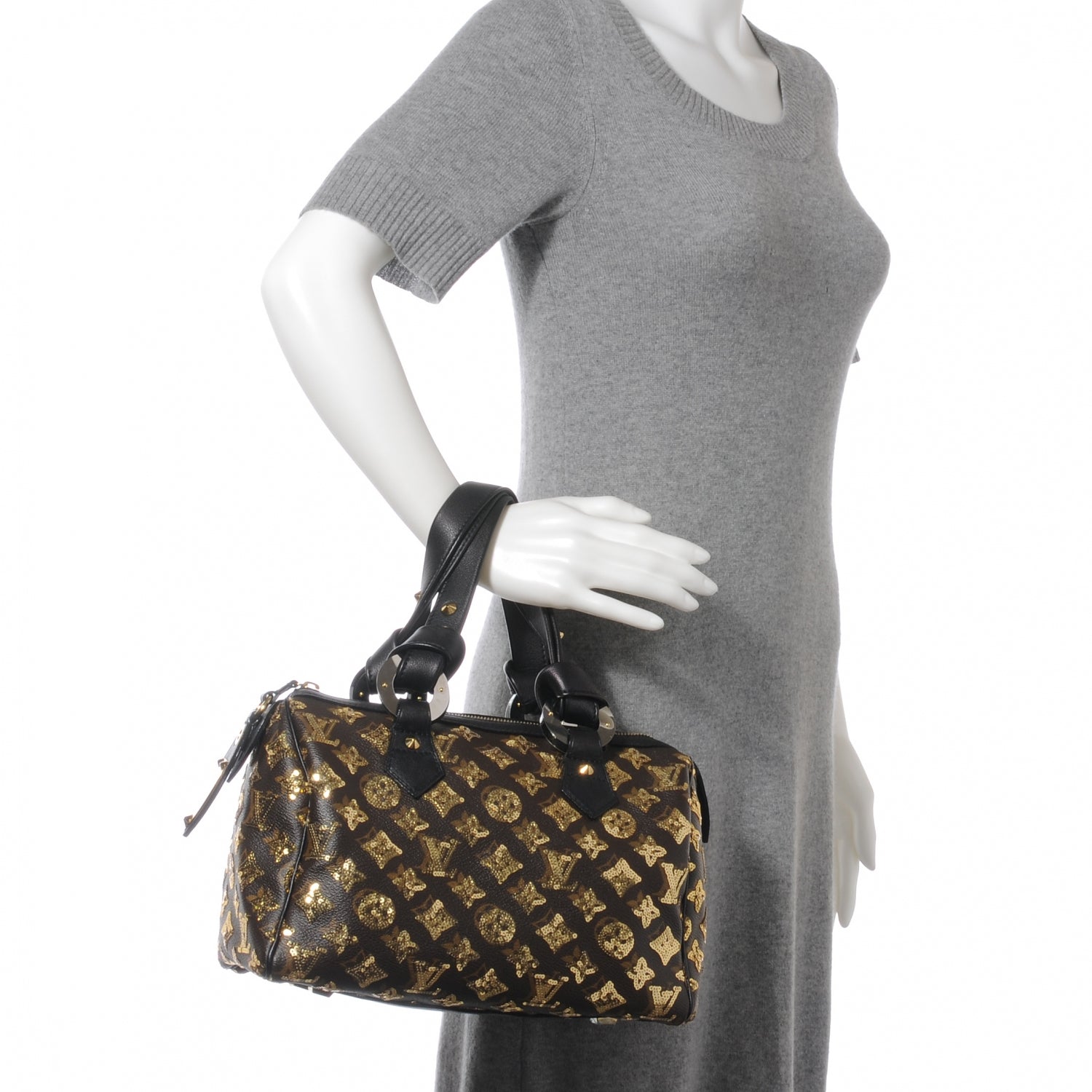 Louis Vuitton Monogram Sequins Eclipse Speedy 28 Gold 2 of 8