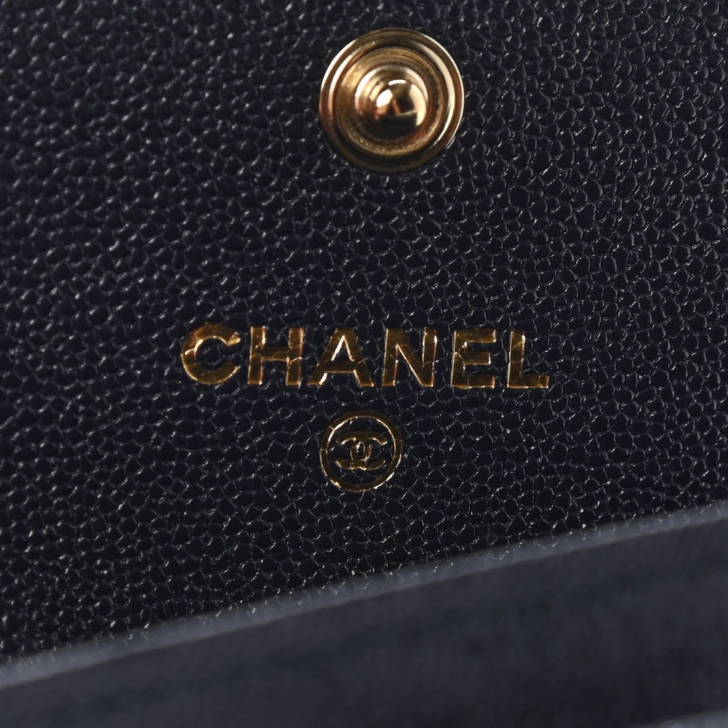 Chanel Caviar Chevron Quilted Boy Card Holder Wallet Navy 3 of 9