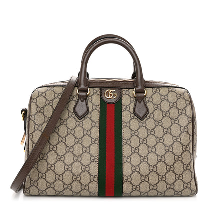 Gucci GG Supreme Monogram Web Medium Ophidia Top Handle Bag Beige Ebony 1 of 11