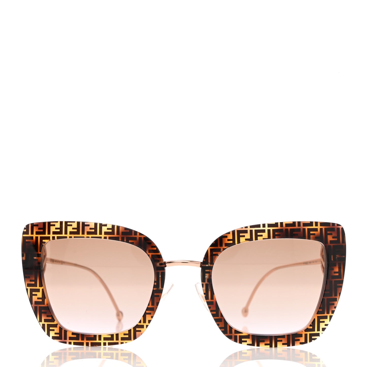 Acetate Metal F is Fendi FF Square Cat Eye Sunglasses FF 0408/S Havana