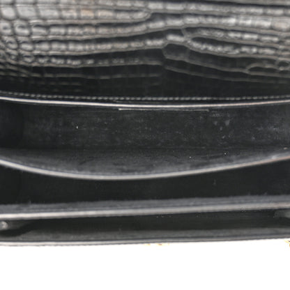 Saint Laurent Calfskin Crocodile Embossed Medium Monogram Sunset Black 5 of 9