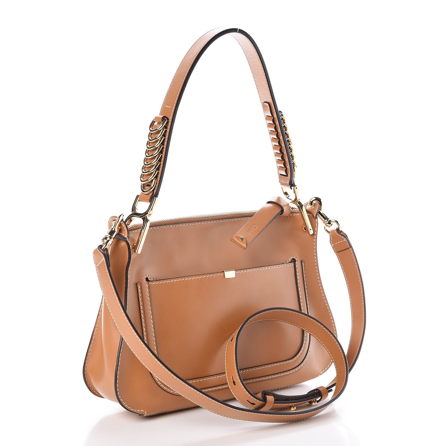 Chloe Shiny Calfskin Marcie Saddle Shoulder Bag Autumnal Brown 3 of 8