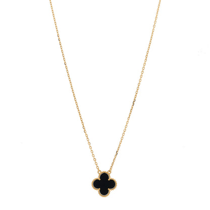 Van Cleef & Arpels 18K Yellow Gold Black Onyx Vintage Alhambra Pendant Necklace 1 of 6
