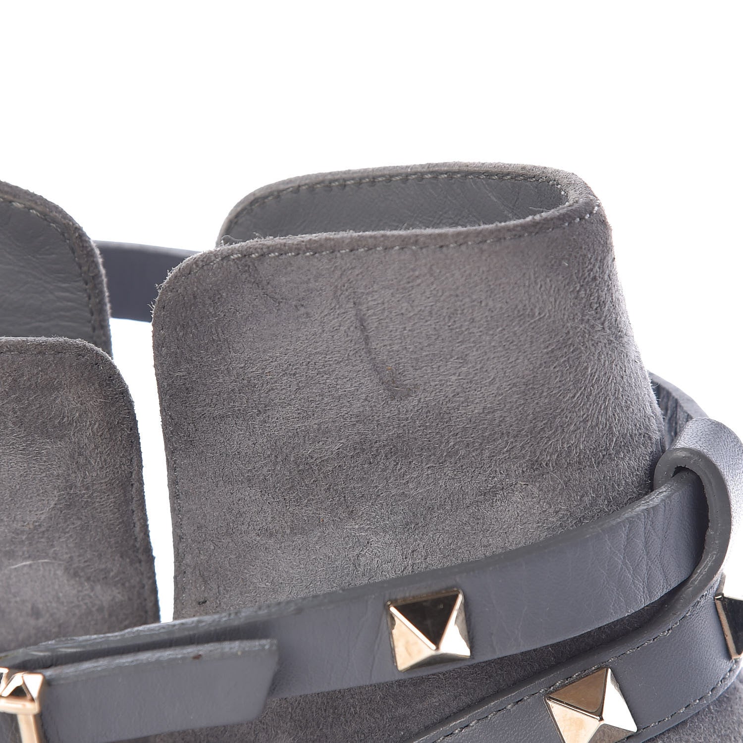 Valentino Garavani Suede Rockstud Double Buckle 65mm Ankle Boots 41 Light Stone 13 of 19