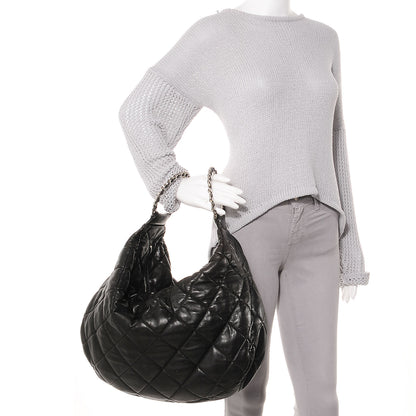 Chanel Lambskin Quilted Chain Handles Handbag Black 2 of 8