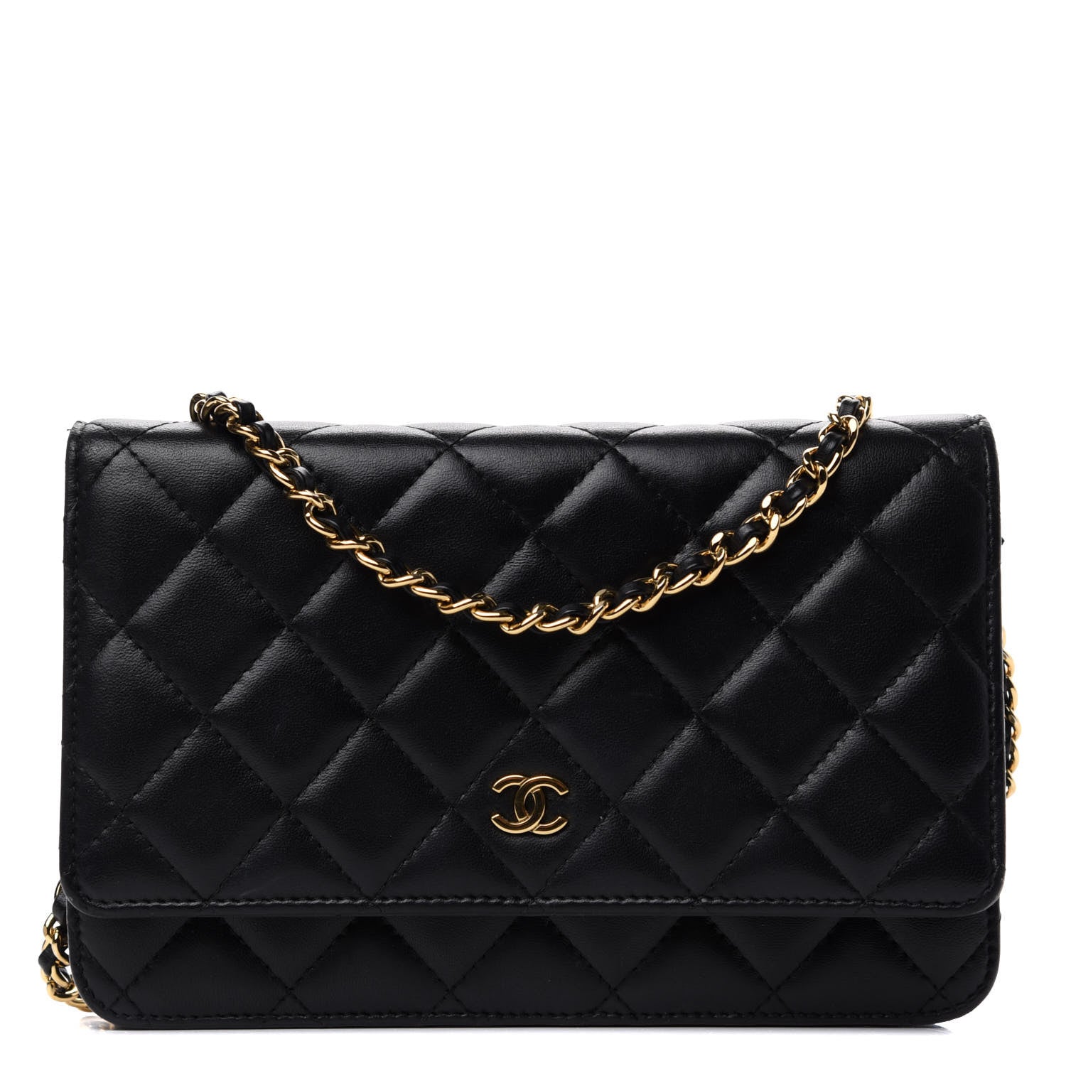Chanel Lambskin Quilted Wallet On Chain WOC Black 1 of 9