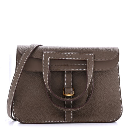 Hermes Taurillon Clemence Halzan 25  Etoupe 1 of 10