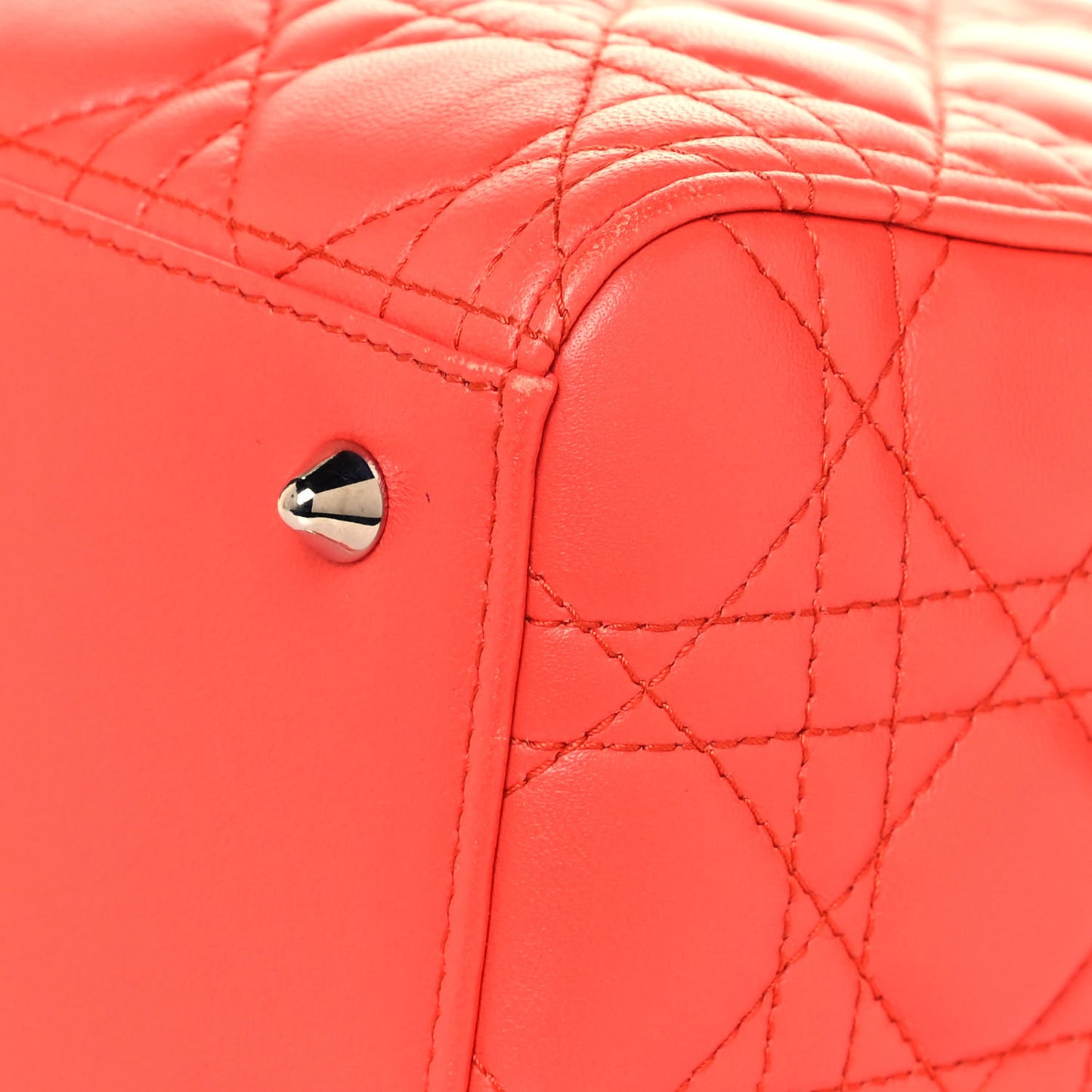 Lambskin Cannage Medium Lady Dior Coral