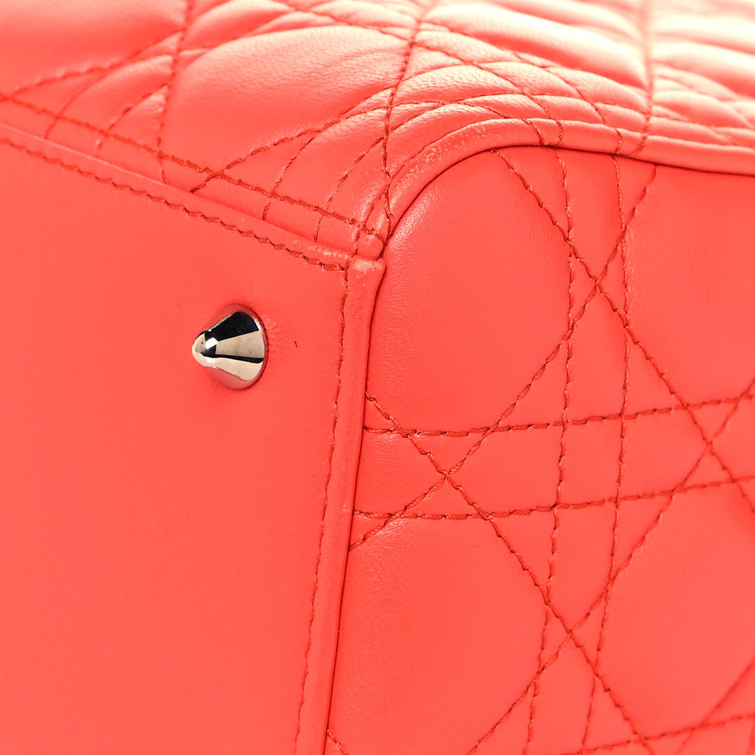 Christian Dior Lambskin Cannage Medium Lady Dior Coral 11 of 11