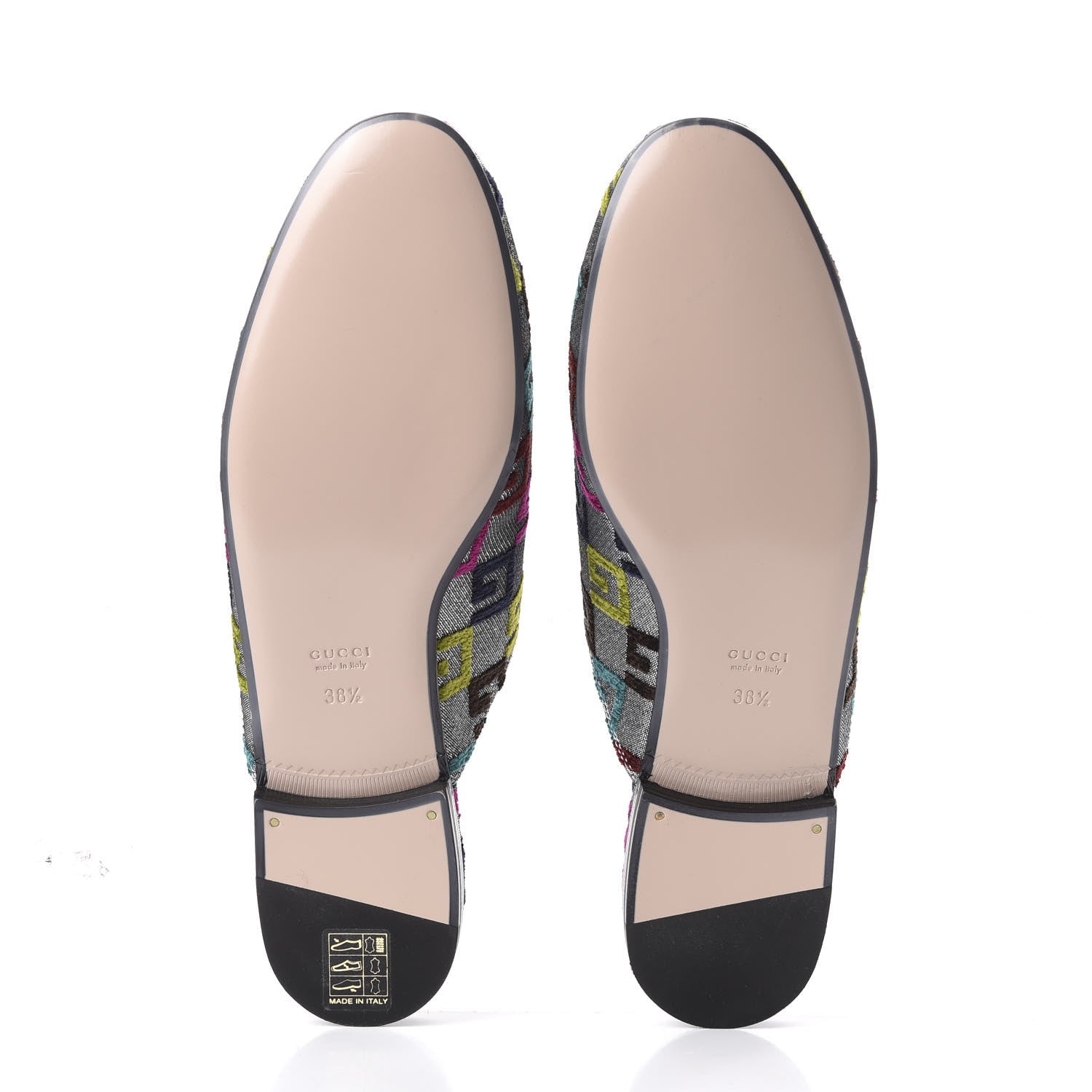 Gucci Velvet Lurex Square G Womens Princetown Slippers 38.5 Silver Multicolor 5 of 9