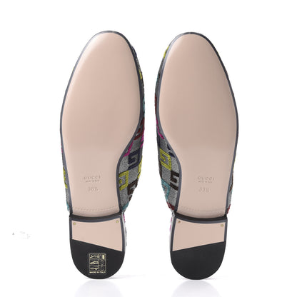 Gucci Velvet Lurex Square G Womens Princetown Slippers 38.5 Silver Multicolor 5 of 9