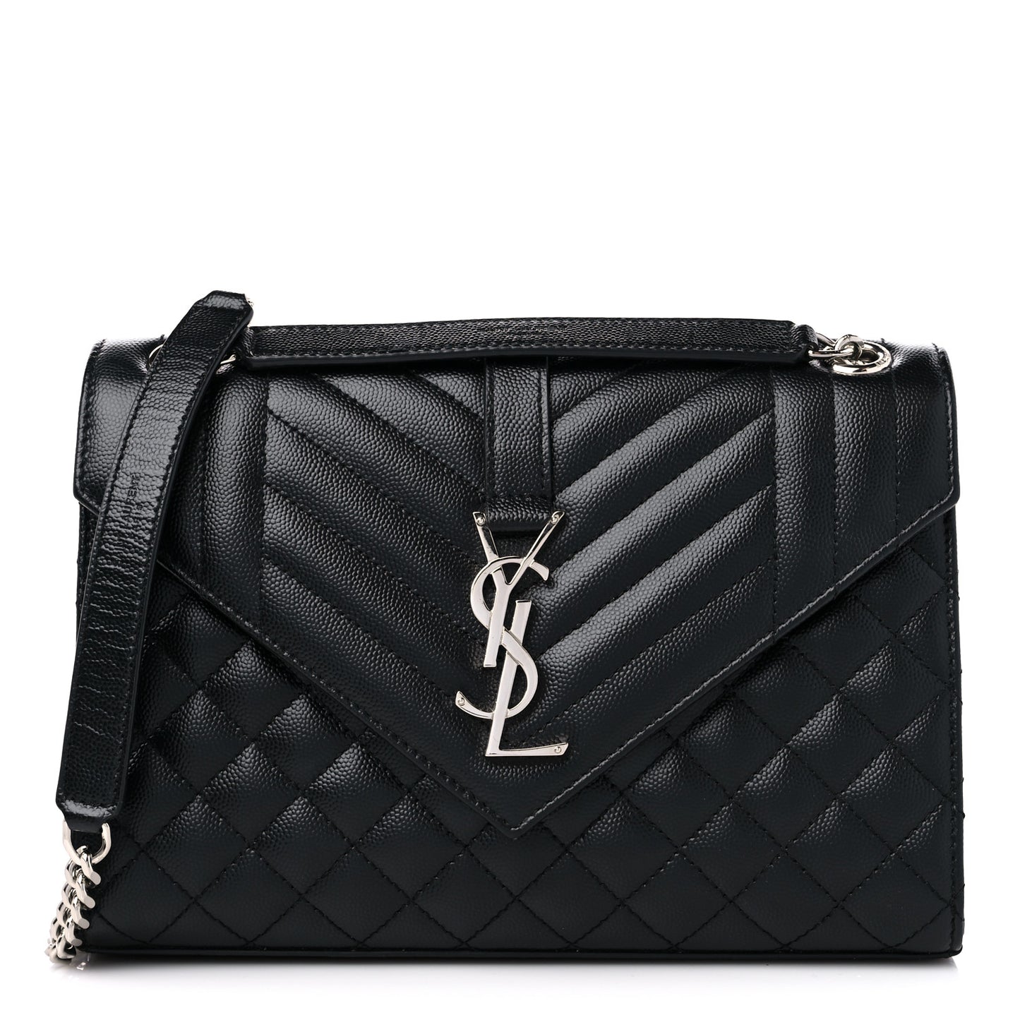 Grain De Poudre Textured Mixed Matelasse Triquilt Medium Monogram Satchel Black