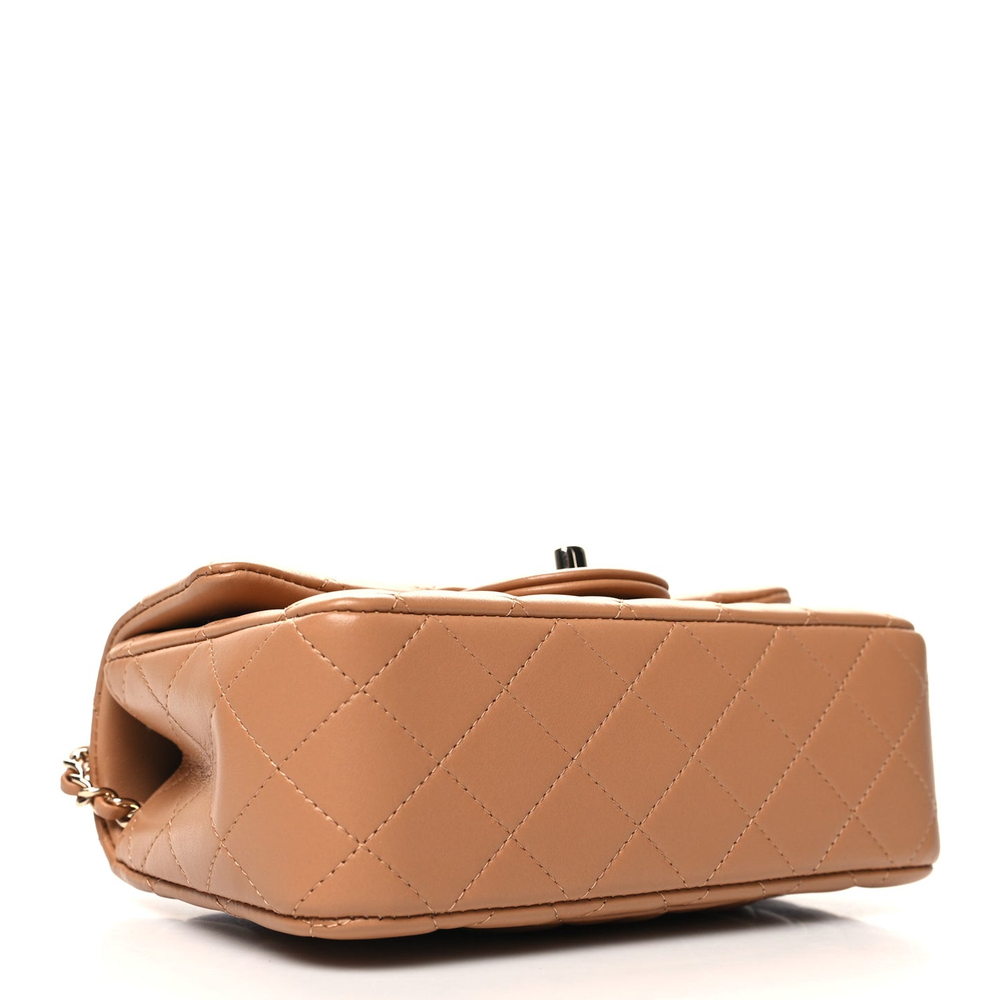 Lambskin Quilted Mini Top Handle Rectangular Flap Dark Beige