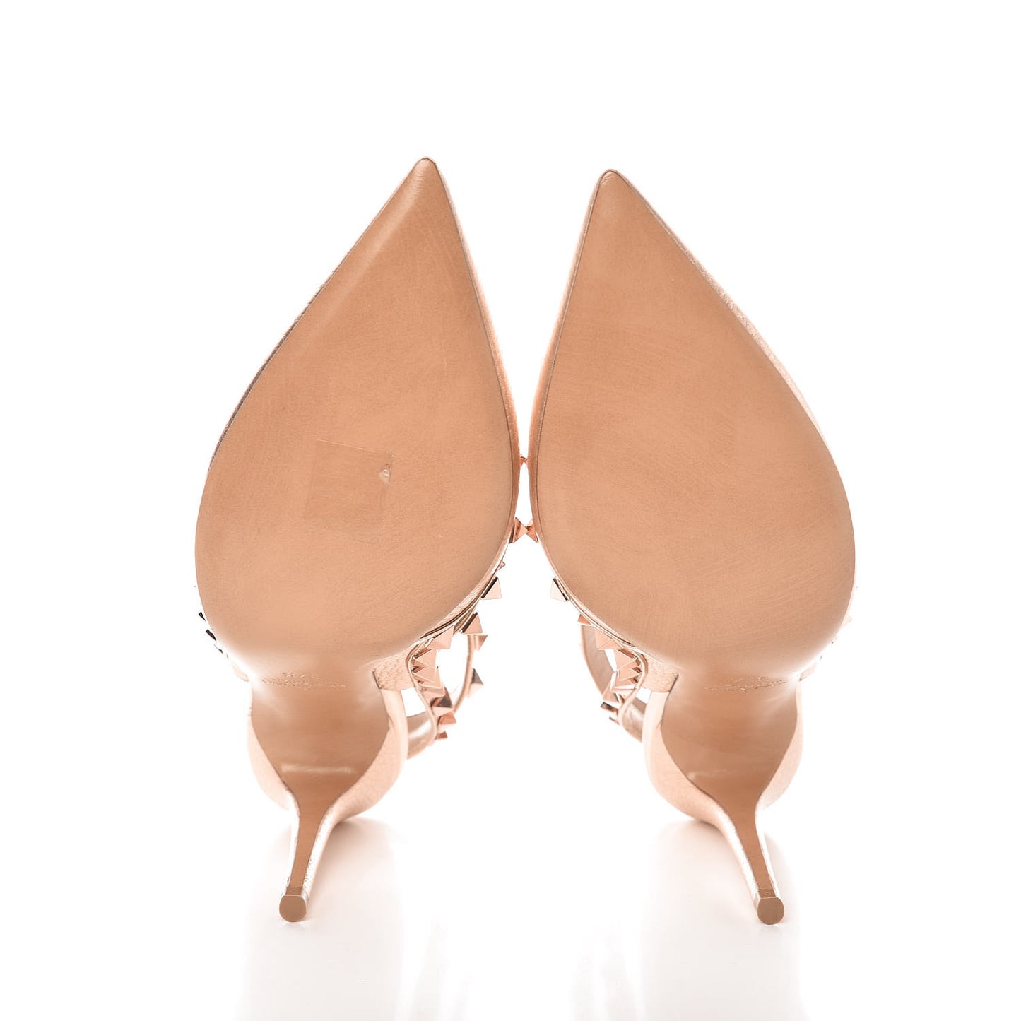 Metallic Pebbled Calfskin Rockstud Ankle Strap 100mm Pumps 37.5 Rame