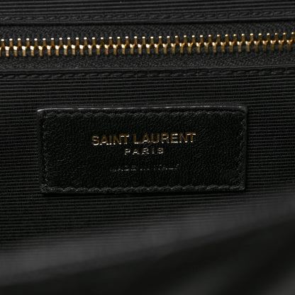 Saint Laurent Smooth Calfskin Matelasse Chevron Large Monogram Satchel Black 6 of 9