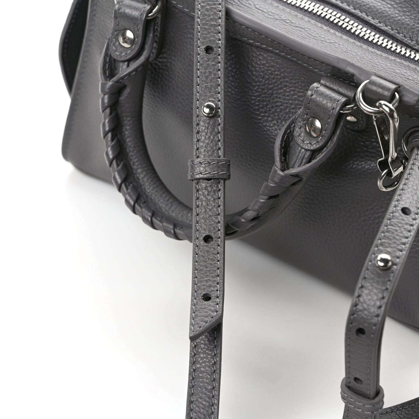 Grained Calfskin Neo Classic Silver Hardware Mini City Dark Grey