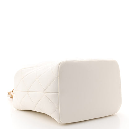 Chanel Lambskin Quilted CC Crystal Signature Chain Hobo White 4 of 12