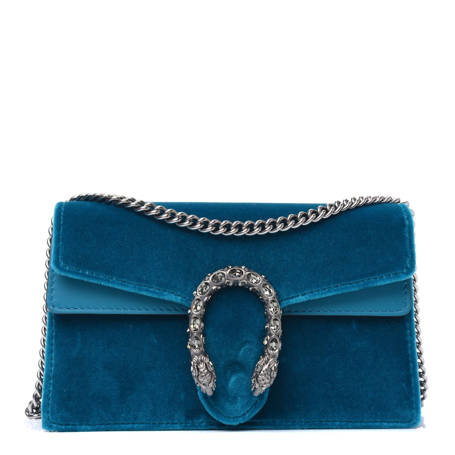Gucci Velvet Super Mini Dionysus Shoulder Bag Pavone Cyan 1 of 4