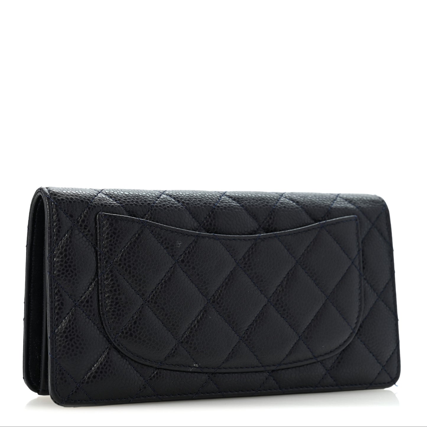 Caviar Quilted Yen Wallet Dark Blue