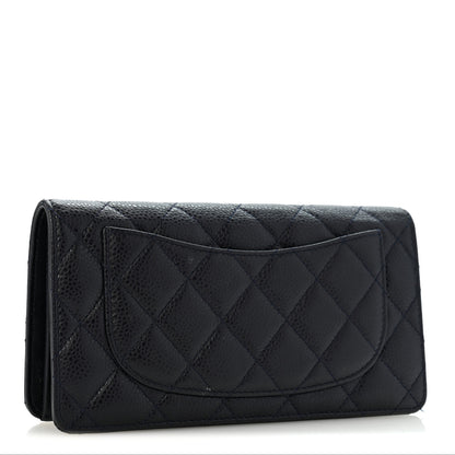 Chanel Caviar Quilted Yen Wallet Dark Blue 3 of 11
