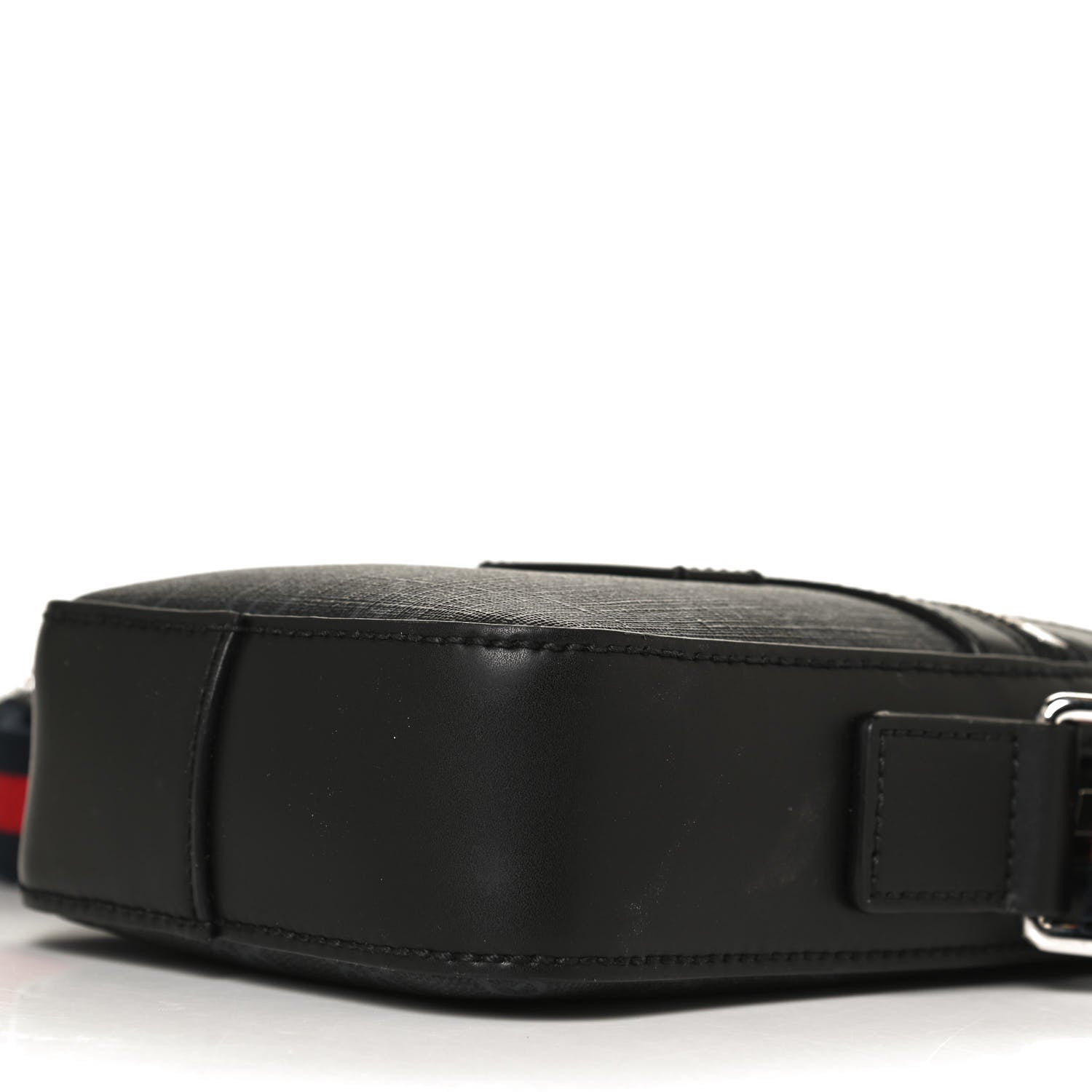 Gucci GG Supreme Monogram Appia Calfskin Web Small Camera Messenger Bag Black Grey 9 of 10