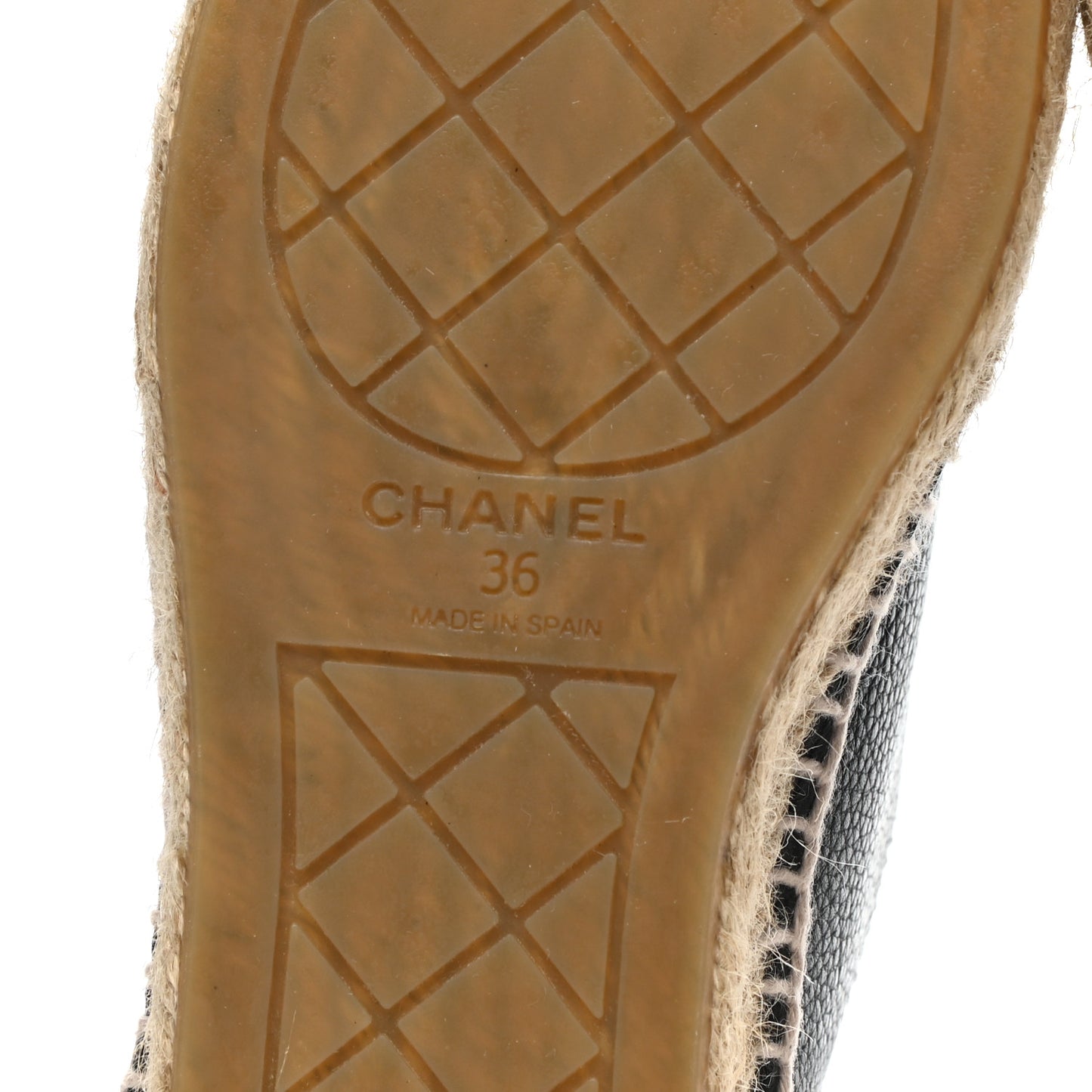 Grained Calfskin CC Espadrilles 36 Black