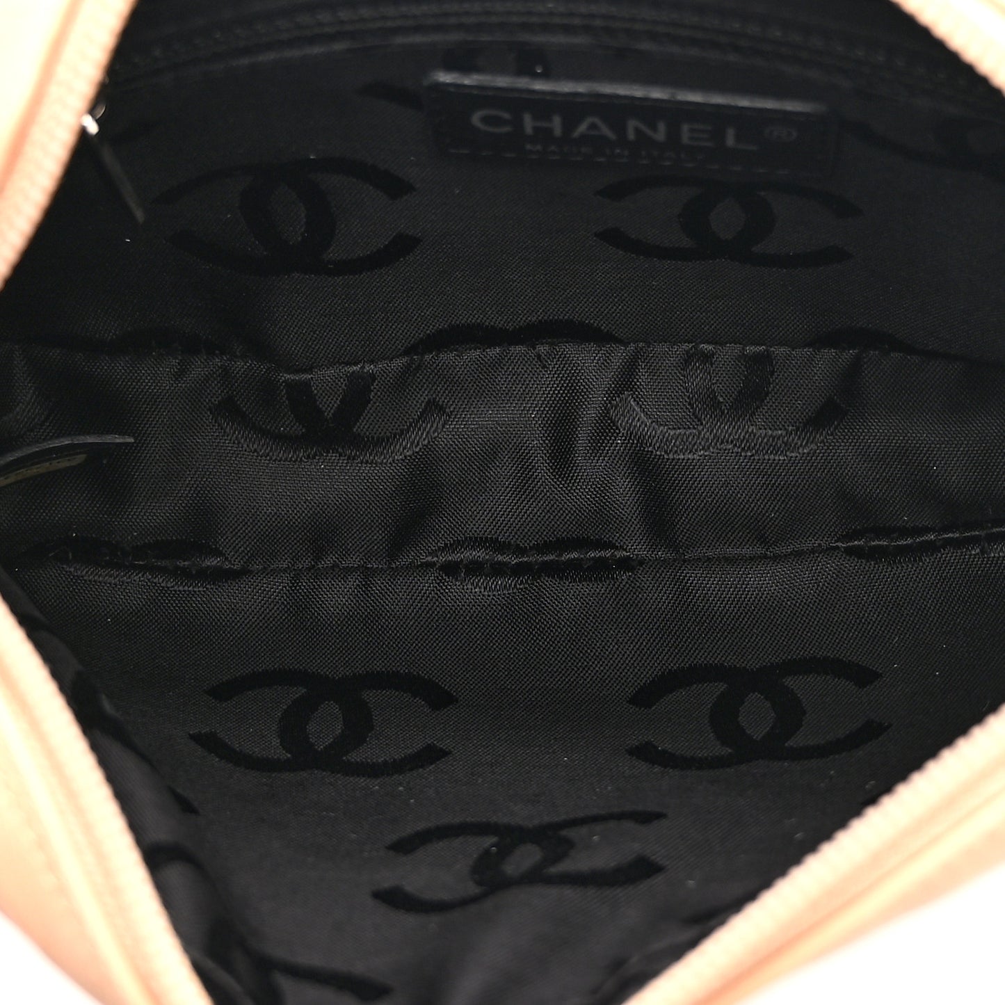 Calfskin Quilted Cambon Pochette Beige Black