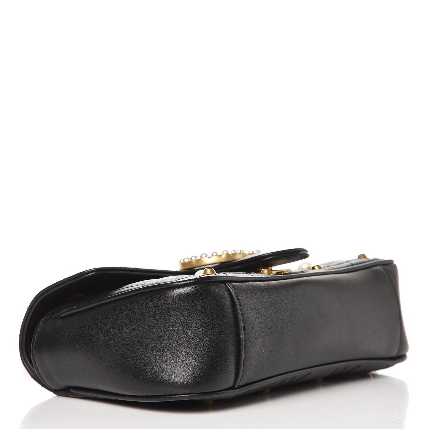 Calfskin Matelasse Studded Mini Pearly GG Marmont Shoulder Bag Black