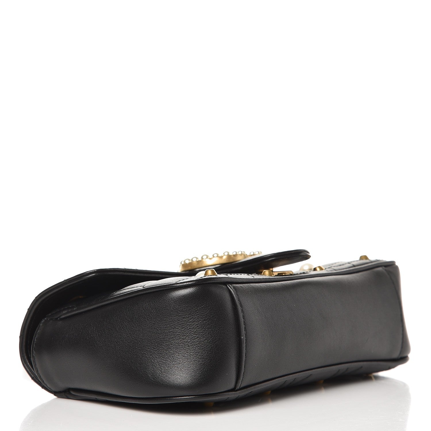 Gucci Calfskin Matelasse Studded Mini Pearly GG Marmont Shoulder Bag Black 4 of 7