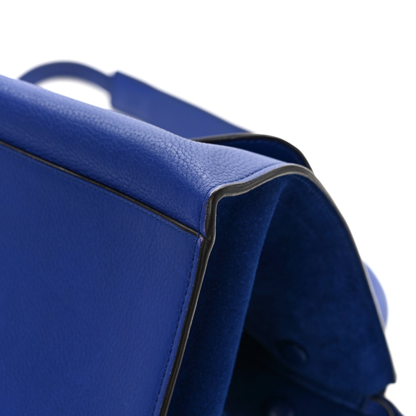 Drummed Calfskin Suede Medium Trapeze Indigo