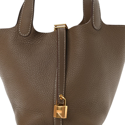 Hermes Taurillon Clemence Picotin Lock 18 PM Etoupe 8 of 10