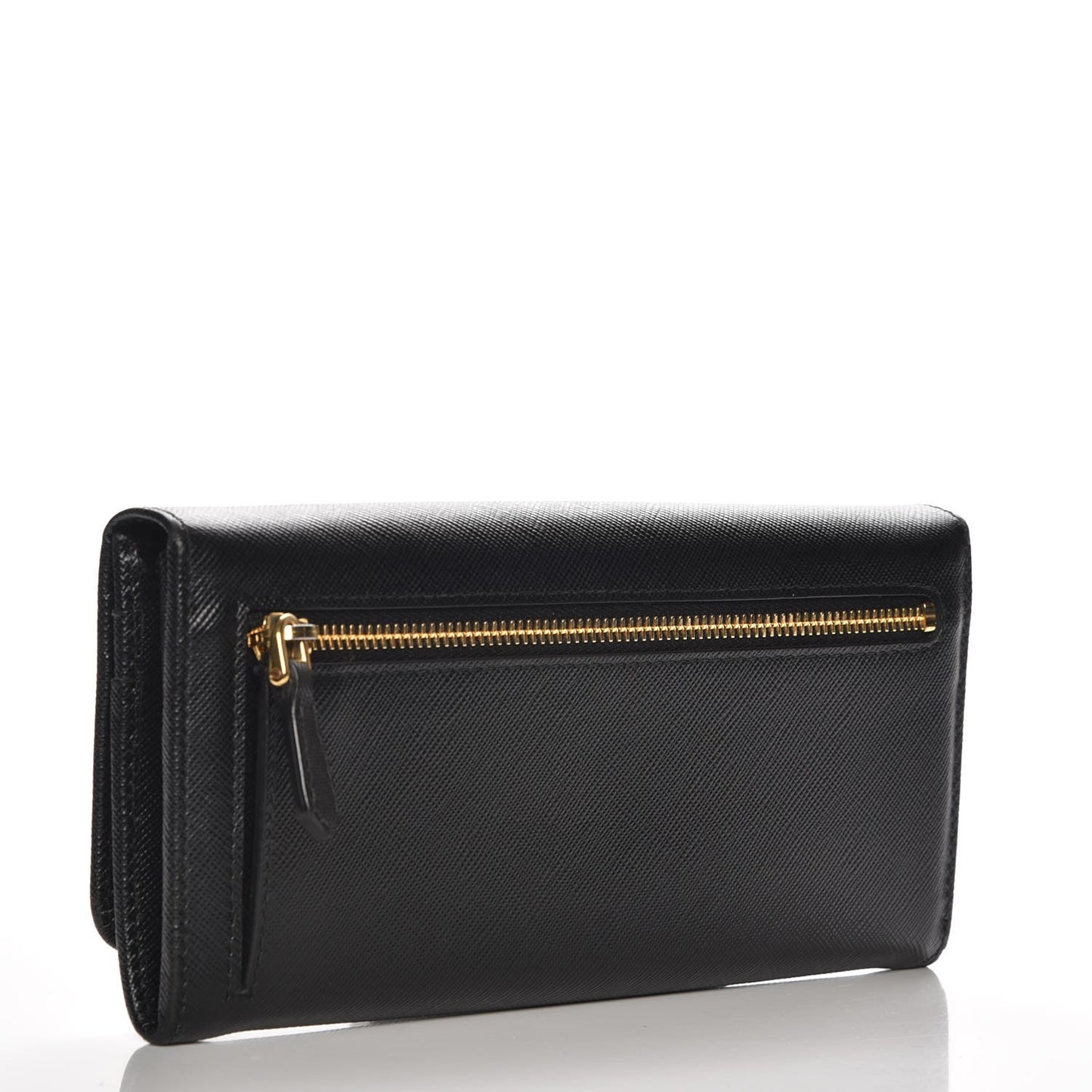 Saffiano Metal Continental Flap Wallet Nero Black